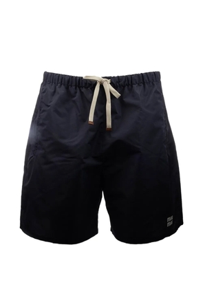 Miu Miu logo-print drawstring knee-length shorts - Blue