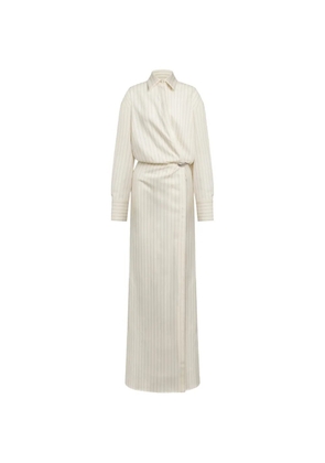 DONDUP pinstripe-pattern wrap maxi dress - Neutrals