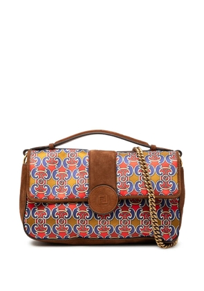 Fendi Pre-Owned 2010-2026 Printed Satin and Suede Double F Baguette satchel - Brown