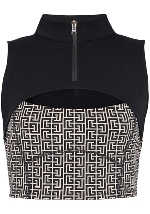 Balmain monogram cut-out vest - Black