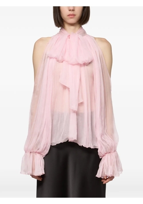 Atu Body Couture cold-shoulder pussy-bow blouse - Pink