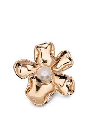 Self-Portrait flower zirconia earrings - Gold
