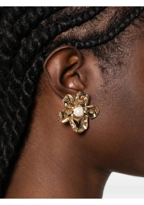 Self-Portrait flower zirconia earrings - Gold