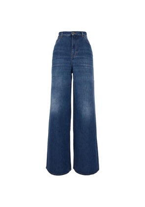 Chloé logo-patch wide-leg jeans - Blue