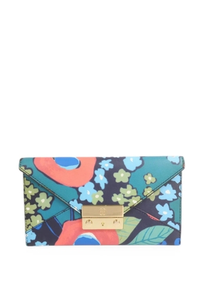 Tory Burch Juliette floral-print envelope wallet - Blue