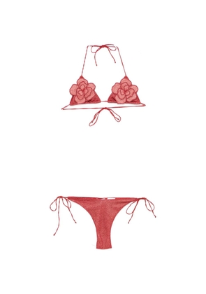 Oséree floral-applique glitter-effect bikini - Red
