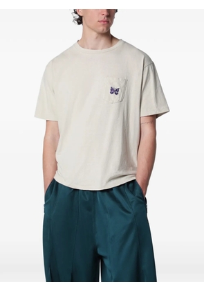 Needles butterfly-embroidered pocket T-shirt - Neutrals