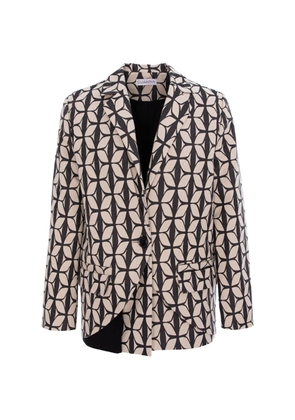 CuAnna geometric-print asymmetric jacket - Black