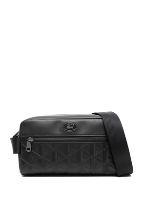 Lacoste monogram-debossed leather crossbody bag - Black