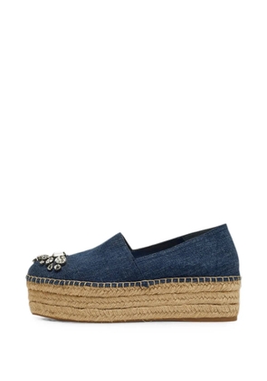 Miu Miu Pre-Owned crystal-embellished espadrille shoes - Blue
