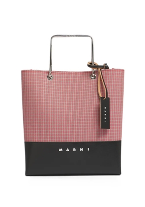 Marni checked metal-handle tote bag - Red