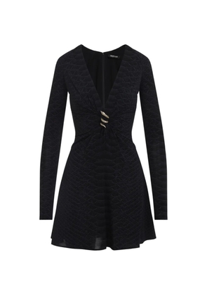 Roberto Cavalli embellished snakeskin-effect dress - Black