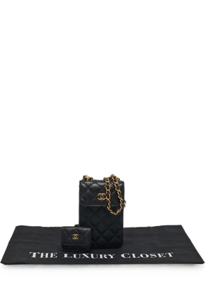 CHANEL Pre-Owned quilted caviar leather phone holder - Black