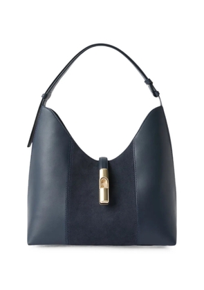 Furla medium suede-panelled leather shoulder bag - Blue