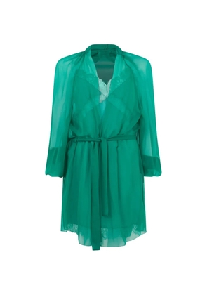 Alberta Ferretti lace-trim belted mini dress - Green