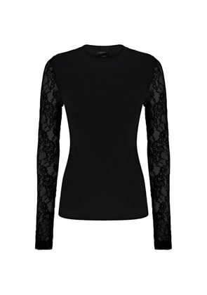 PINKO lace-sleeve ribbed top - Black