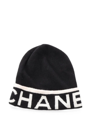 CHANEL Pre-Owned 1986-1988 logo-detail beanie hat - Black