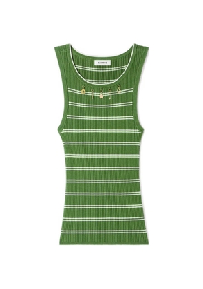 SANDRO striped charm-embellished top - Green