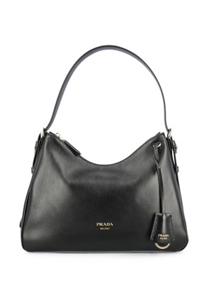 Prada medium Aimée logo-lettering leather shoulder bag - Black