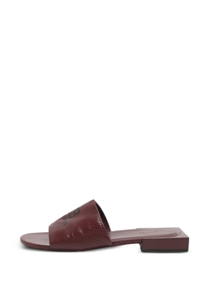 Balenciaga Pre-Owned logo leather slides - Red