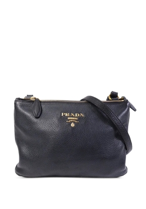 Prada Pre-Owned logo-appliqué leather shoulder bag - Black