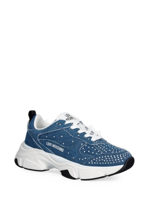 Love Moschino rhinestone-details denim sneakers - Blue