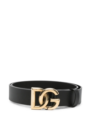 Dolce & Gabbana logo-buckle leather belt - Black