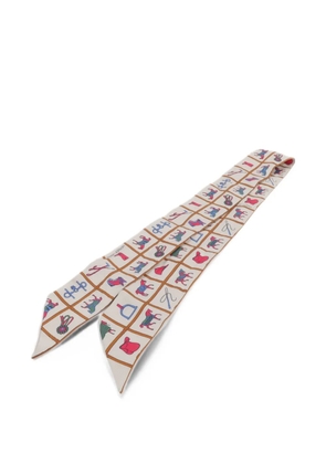Hermès Pre-Owned Twilly equestrian-print scarf - Neutrals