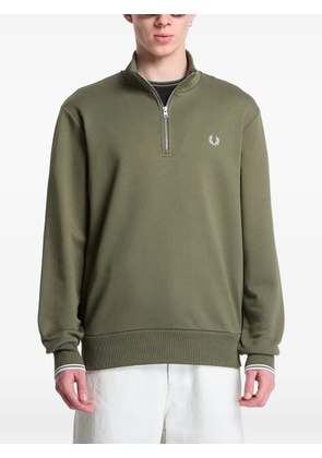 Fred Perry half-zip embroidered-logo sweatshirt - Green