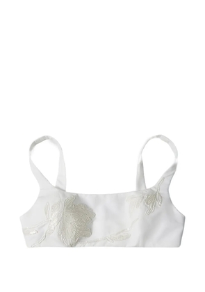 Brunello Cucinelli floral-embroidered cropped top - White
