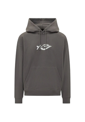 Y-3 logo-print drawstring hoodie - Grey