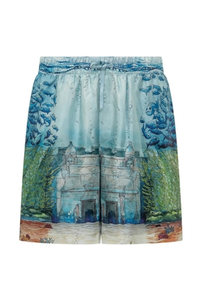 Casablanca Trompe L'oeil silk shorts - Blue