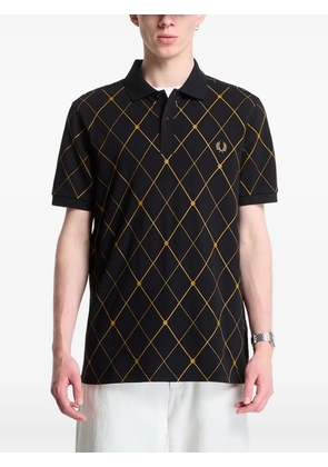 Fred Perry Argyle-print Fred Perry polo shirt - Black