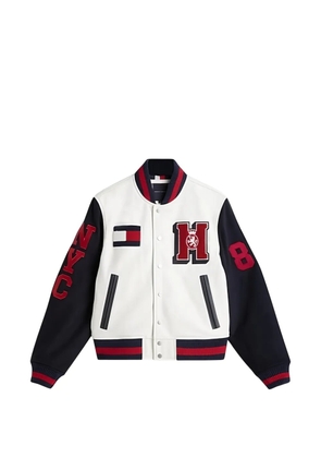 Tommy Hilfiger logo-appliqué leather jacket - White