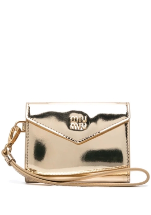 Miu Miu logo-embossed patent leather purse - Gold