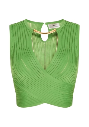 Elisabetta Franchi ribbed-knit cropped top - Green