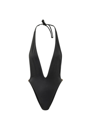 Versace halterneck plunge-neck swimsuit - Black