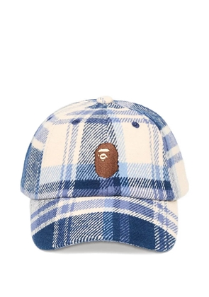 A BATHING APE® Ape Head check-pattern cap - Blue
