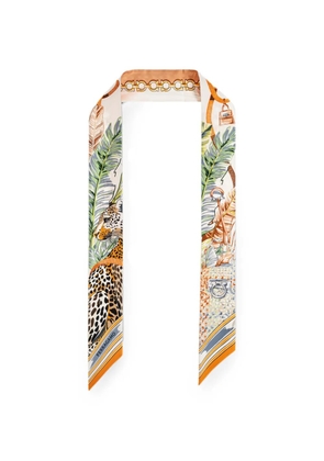 Ferragamo leopard-print silk scarf - Orange