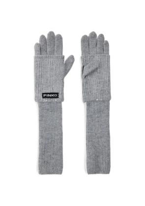 PINKO sequin-embellished ribbed-knit gloves - Grey