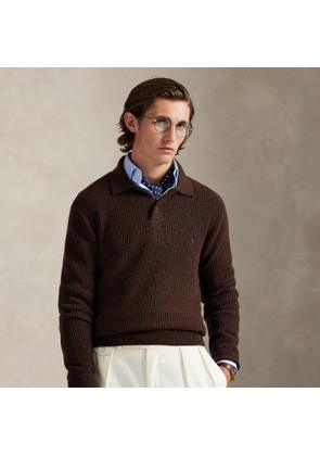 Textured Wool-Cotton Polo-Collar Jumper