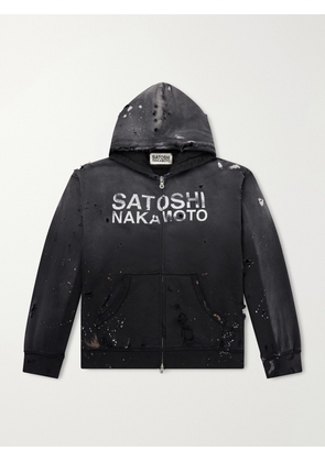 Satoshi Nakamoto - Luke Logo-Printed Cotton-Fleece Zip-Up Hoodie - Men - Black - S