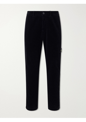 Stone Island - Straight-Leg Logo-Appliquéd Garment-Dyed Cotton-Corduroy Trousers - Men - Black - UK/US 30
