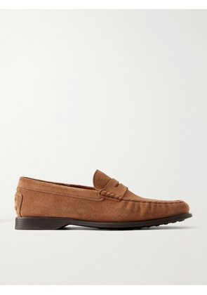Tod's - Gathered Suede Penny Loafers - Men - Brown - UK 7