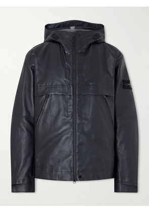 Stone Island - Logo-Appliquéd Leather Hooded Jacket - Men - Black - M
