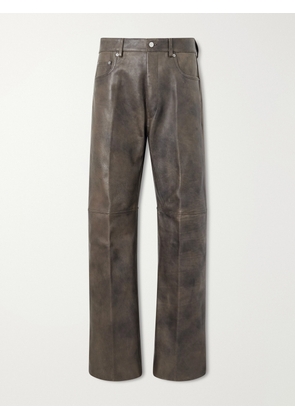 Rick Owens - Geth Wide-Leg Leather Trousers - Men - Brown - UK/US 30