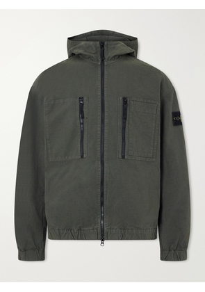 Stone Island - Logo-Appliquéd Garment-Dyed Cotton Ripstop Hooded Jacket - Men - Green - S