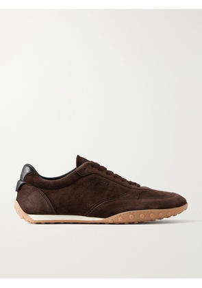 Tod's - Panelled Leather-Trimmed Suede Sneakers - Men - Brown - UK 7