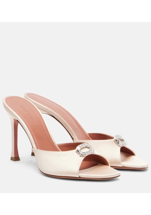 Amina Muaddi Mini Camelia embellished satin mules