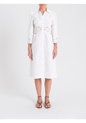 Twinset Cotton Chemisier Dress With Macramé Inserts